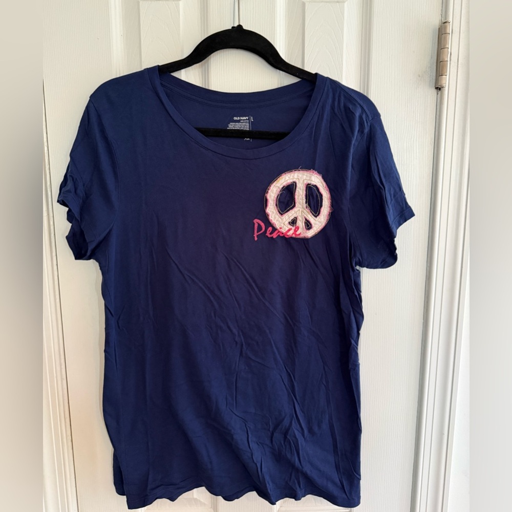 Old Navy Navy Blue Peace Patch Short Sleeve Tee
